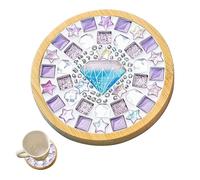 Rnigra Mosaic Kits for Adults, Bamboo Coasters Mosaic Kit, DIY Mosaic Coaster Crafts Supplies, Suitable for Home Decoration, Gift Giving (Square, Diamond Pattern)
