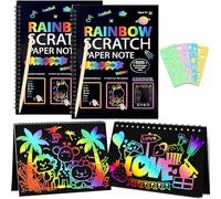 Rnigra Rainbow Scratch Art 2 Pack, Scratch Art for Kids, Scratch Art Party Bag Fillers, Rainbow Magic Handmade Toys Games Paper, DIY Set 3-12 Years Old Girls and Boys Kids Birthday Party Games