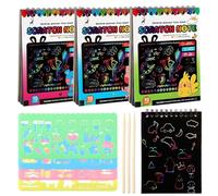Rnigra Rainbow Scratch Art 3 Pack, Scratch Art for Kids, Scratch Art Party Bag Fillers, Rainbow Magic Handmade Toys Games Paper, DIY Set 3-12 Years Old Girls and Boys Kids Birthday Party Games