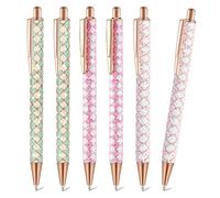 Rnigra Sparkly Pens Set - 6PCS Pretty Pens for Women & Girls, Pretty Retractable Black-Ink Biros, 1 mm Ballpoint Style for Students, Adults, School, Office, Home & Creative Use
