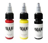 Rnigra Tattoo Ink Red, Black, Lemon Yellow 3PCS, Tattoo Practice Pigment, Dynamic Tattoo Ink, Tattoo Supplies for Colouring and Mixing, Vibrant, Sterilized, Vegan, Safe and Long Lasting(15ml/Bottle)