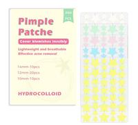Rnitle Acne Patches[200 Pcs Cute Star],Hydrocolloid Dressing Cover for Effective Calming and Relief of Acne,Pimple Patches,Spot Treatment Pimple Stickers,Facial Care(5Colors,10+12+14mm)