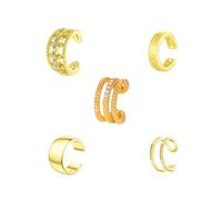 Rnivida 14K Gold Plated Ear Cuffs Single and Multi Band Ear Cuffs Non Piercing Various Styles Ear Cuffs & Wraps Earrings,3Pcs,5Pcs, Brass Cubic Zirconia, No Gemstone