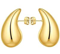 Rnivida Chunky Gold Hoop Earrings Gold Plated Titanium hoop Earrings for Women Trendy, Stainless Steel Titanium, No Gemstone
