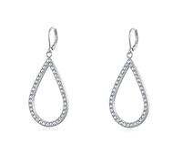 Rnivida Stainless Steel Cz Teardrop Hoop Dangle Earrings,Hanging Hoop Earring for Women,Hypoallergenic, Stainless Steel, Rhinestone
