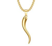 Rnivida Stainless Steel Italian Horn Cornicello Amulet Pendant Necklace Talisman Lucky Jewelry Gifts, Stainless Steel, ..