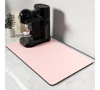 Rnivvi Coffee Mat, 12" x 19" Coffee Bar Mats for Espresso Machine Station Accessories and Organizer, Hide Stain Rubber Backed Absorbent Dish Drying Pad for Kitchen Counter, Cute Bar Decor Pad, Pink