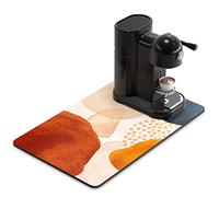 Rnivvi Coffee Mat, 12" x 19" Cute Boho Theme Coffee Bar Mats for Espresso Machine Station Accessories and Organizer, Hide Stain Rubber Backed Absorbent Dish Drying Pad for Kitchen Counter, Stones