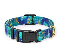 Rnivvi Dog Collar, Adjustable Dog Collar for Large Dogs, Cute Puppy Collar for Boy and Girl Dogs, Soft Pet Collars with Quick Release Buckle for Walking Running, Golden Ocean Marble Collar