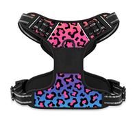 Rnivvi Dog Harness, Cute Leopard No Pull Dog Harness Extra Large Sized, Reflective Puppy Harness Adjustable Soft Padded Dog Vest for Large Dogs, Pet Harness with Easy Control Handle for Walking, Neon