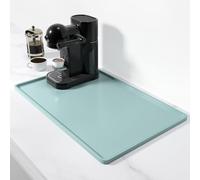 Rnivvi Silicone Coffee Mat, 12" x 19" Waterproof Raised Edge Coffee Bar Mats for Espresso Machine Station Accessories, Heat Resistant Dish Drying Pad for Kitchen Counter, Bar Decor Pad, Shadow Green