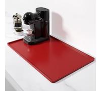 Rnivvi Silicone Coffee Mat, 12" x 19" Waterproof Raised Edge Coffee Bar Mats for Espresso Machine Station Accessories, Heat Resistant Dish Drying Pad for Kitchen Counter, Rubber Bar Decor Pad, Red