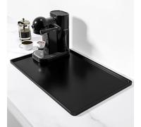 Rnivvi Silicone Coffee Mat, 12" x 19" Waterproof Raised Edge Coffee Bar Mats for Espresso Machine Station Accessories, Heat Resistant Dish Drying Pad for Kitchen Counter, Rubber Bar Decor Pad, Black