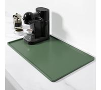 Rnivvi Silicone Coffee Mat, 12" x 19" Waterproof Raised Edge Coffee Bar Mats for Espresso Machine Station Accessories, Heat Resistant Dish Drying Pad for Kitchen Counter, Rubber Bar Decor Pad, Green