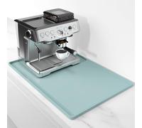 Rnivvi Silicone Coffee Mat, 16" x 24" Waterproof Raised Edge Coffee Bar Mats for Espresso Machine Station Accessories, Heat Resistant Dish Drying Pad for Kitchen Counter, Bar Decor Pad, Shadow Green