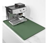 Rnivvi Silicone Coffee Mat, 16" x 24" Waterproof Raised Edge Coffee Bar Mats for Espresso Machine Station Accessories, Heat Resistant Dish Drying Pad for Kitchen Counter, Rubber Bar Decor Pad, Green