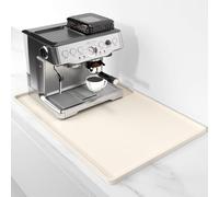 Rnivvi Silicone Coffee Mat, 16" x 24" Waterproof Raised Edge Coffee Bar Mats for Espresso Machine Station Accessories, Heat Resistant Dish Drying Pad for Kitchen Counter, Rubber Bar Decor Pad, Beige