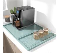 Rnivvi Silicone Coffee Mat, 16" x 24" Waterproof Raised Edge Coffee Bar Mats for Espresso Machine Station Accessories, Heat Resistant Detachable Dish Drying Pad for Kitchen Counter, Shadow Green