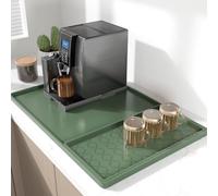Rnivvi Silicone Coffee Mat, 16" x 24" Waterproof Raised Edge Coffee Bar Mats for Espresso Machine Station Accessories, Heat Resistant Detachable Dish Drying Pad for Kitchen Counter, Dish Rack, Green