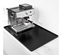 Rnivvi Silicone Coffee Mat, 16" x 24" Waterproof Raised Edge Coffee Bar Mats for Espresso Machine Station Accessories, Heat Resistant Dish Drying Pad for Kitchen Counter, Rubber Bar Decor Pad, Black