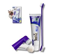Rnlrclrl Dog Toothpaste and Toothbrush Set Dog Dental Care Fresh Breath Kit,Dual Ended Toothbrush,2 Pack Finger Toothbrushs