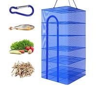 RnneLeen Hanging Drying Net Foldable Drying Rack Net Dryer 19.7"x19.7"x37.4" 6 Layer Folding Fish Mesh Collapsible Dry Net with Zippers for Drying Seeds Fish Vegetables Fruit Herb Food