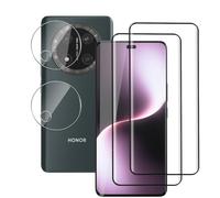 Rnnmeeko 2 + 2 Pieces Screen Protector for Honor Magic 7 Lite Tempered Glass, 9H Hardness Tempered Glass Film and Camera Protection Protective Glass, Anti-Scratch Bubble-Free Screen Protector for