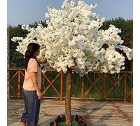 RNNYWDRQ 2.8x2.8m/9.2x9.2ft Large Artificial Cherry Blossom Tree Simulation Plant White Peach Tree Wishing Tree Fake Silk Flower Shopping Mall Decor 2x1.5m/6.6x4.9ft