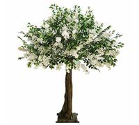 RNNYWDRQ 2.8x2.8m/9.2x9.2ft Large Artificial Cherry Blossom Tree Simulation Plant White Peach Tree Wishing Tree Fake Silk Flower Shopping Mall Decor B-1x0.6m/3.2x1.9ft