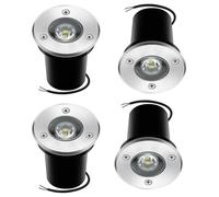 RNNYWDRQ 4PCS Ground LED Landscape Lights - Outdoor Recessed Spot Light, IP67 Waterproof Garden Buried Lamp, 1W LED Floor Spotlight, For Garden, Driveway, Deck, Step Lighting(Cool White,1W(24V))