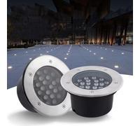 RNNYWDRQ Ground LED Landscape Lamp - Outdoor Buried Lights, AC85-265V LED Round Flood Light, IP67 Waterproof Recessed Floor Light Spotlight, For Garden Yard Construction(Red,12W(85-265v))