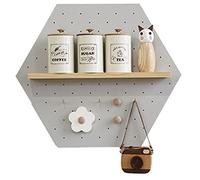 RNNYWDRQ Heavy Duty Modern Pegboard Combination Kit for Offcei/Child Room/Home, Hexagon Wooden Wall DIY Decor Modular Storage Organizer, Include All Fittings (Color : Light gray)