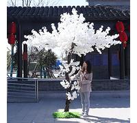 RNNYWDRQ Home Decor Artificial Cherry/Peach Blossom Trees White Fake Sakura, Real Wood Stems and Lifelike Leaves Artificial Plant for Indoor Outdoor Home Office White-80cm