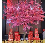 RNNYWDRQ Peach Tree Simulation Plants Wishing Tree Artificial Pink Cherry Blossom Tree Fake Silk Flower for Office Bedroom Living Party DIY Wedding Decor 2x2m/6.6x6.6ft