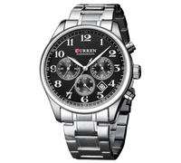 RNONDRY Luxury Men's Waterproof Wrist Watch for Men 316L Stainless Steel Wristwatch Chronograph Quartz Analog Watches Birthday Christmas Gifts for Men Dad Him, Black Dial