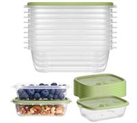 RNPKZ 12PCS Rectangle Plastic Food Storage Containers, 500ML Reusable Meal Prep Containers with Lids, Snack Pack Containers, Meal Prep Lunch Box, Use for Microwave Freezer School Work Travel (Green)