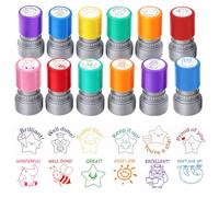 RNPKZ 12Pcs Sorted Teacher Stamp, Adorable Reward Stamps, Teachers Self-Inking Rubber Stamps, Personalised Self-Inking Stamp for Student Grading, Encouragement and Classroom Activities(Multicolor)