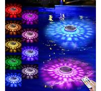 RNPKZ 2Pcs Solar Floating Pool Lights, Swimming Pool Lights with Remote Control, 9Lighting & Timing Mode, Waterproof Tub Lights, Submersible LED Lights for Hot Tub, Spa, Garden, Underwater, Poolparty