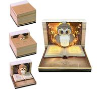 RNPKZ 3D Calendar 2026, Owl-shaped Time Piece Calendar, Tear Away Carving Time Piece Notepad with LED Lights, DIY 3D Memo Pad Paper Carving Art for Christmas Thanksgiving Offices Desktop Decoration