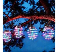 RNPKZ 4PCS Solar Spiral Lanterns, Solar Light Spiral LED Lanterns, Spiral Solar Light, Waterproof Garden Lanterns Solar Powered, Hanging Solar Lights for Party, Weddings, Porch, Decor (Colored Light)