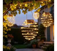 RNPKZ 4PCS Solar Spiral Lanterns, Solar Light Spiral LED Lanterns, Spiral Solar Light, Waterproof Garden Lanterns Solar Powered, Hanging Solar Lights for Party, Weddings, Porch, Decor (Warm White)