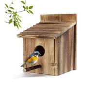 RNPKZ Bird House, Wooden Bird Box with Detachable Perch, Bird Nesting Box, Budgie Nesting Box, Hanging Birdhouse for Mockingbirds Hummingbirds, Parrots Blue Tits, for Garden Country Cottage (A)