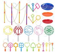 RNPKZ Bubble Wands Set, 24 Pcs Large Bubble Making Wands Kit, Giant Bubbles Multipack Kit with Tray, Big Bubble Wands for Kids, Bubble Toy Set for Kids for Summer Garden Games, Outdoor Activity Toys