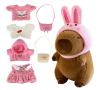 RNPKZ Capybara Plush with 8 PCS Clothes and Accessories, 23 cm Capybara Stuffed Animal, CapybaraPlush Soft Toy, Cute Capybaras Teddy, Dress Up CapybaraStuffed Animal Plush Toys Gift for Kids Boy Girl