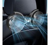 RNPKZ Car Fan for Backseat, Auto Car Cooling Fan with Dual Head, Separate Control Car Fan with 3 Speeds Air Circulation, 360° Rotatable Portable Vehicle Mounted USB Fans for SUV, RV, Truck, Vehicles