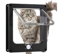 RNPKZ Cat Flap, 23.5x27x5.5CM Large Cat Door, Weatherproof Pet Door, Pet Flap, 4 Way Locking with Magnets Cat Flap Door for Interior Exterior Door, Window, Wall, for Cats and Small Dogs (Black, L)