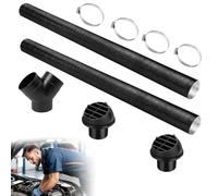 RNPKZ Diesel Heater Exhaust Pipe Set, 9Pcs Diesel Heater Ducting, Y Branch Warm Air Outlet Vent Kit with 2 Flexible Ducting, 1 Y Pipe, 2 Mushroom Heads, 4 Clips for Caravan Life Camping Home Heating