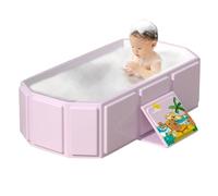 RNPKZ Foldable Bathtub for Children, Collapsible Toddler Bath Tub, Foldable Baby Bath for Ages 0-8, Portable Folding Baby Bath Tub with Drain Plug, All-in-One Design, for Travel, Easy Storage (Pink)