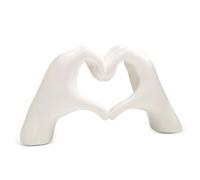 RNPKZ Heart Hands Sculpture, 13.8x7.8x3CM Modern Love Finger Statue, Hand Love Gesture Sculpture for Living Room Bedroom Bookshelf Mantle Desk Decoration, Gift for Women Men Girls Mom Bestie (White)