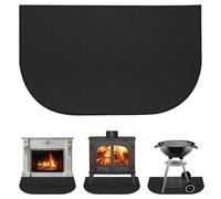 RNPKZ Hearth Rugs for Fireplaces, 102x50 cm Fireproof Fireplace Mat, Fireproof Indoor Fireplace Mat, Ember Protection Mat for Fireplace Stove Indoor Outdoor, Protects Floors from Sparks Embers (Black)